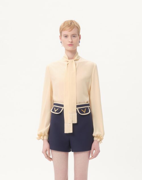 Valentino - Crepe De Chine Shirt - Birch - Woman - Shirts And Tops