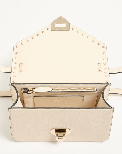 Valentino Garavani - Valentino Garavani Rockstud Small Shoulder Bag In Grainy Calfskin - Ivory - Woman - Shoulder Bags