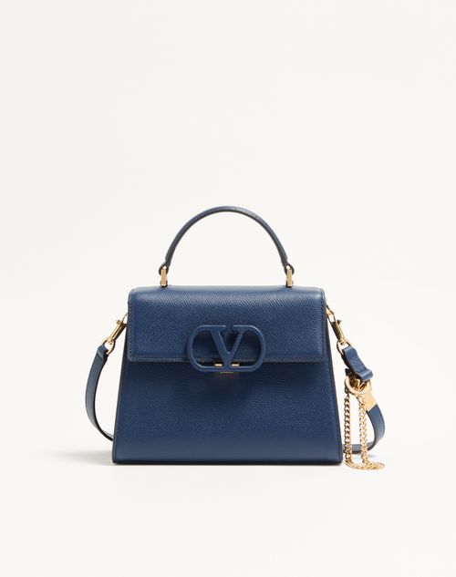 Valentino Garavani - Valentino Garavani Vsling Small Handbag In Grainy Calfskin - Blue - Woman - Top Handle Bags