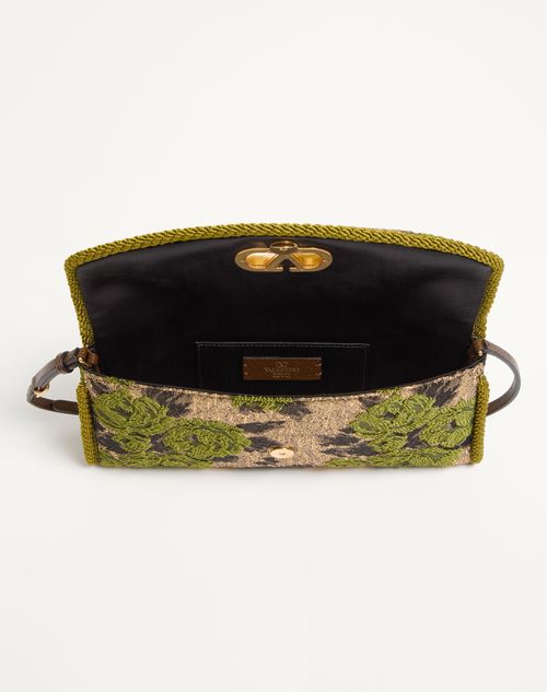 Valentino Garavani - Valentino Garavani Devain Small Shoulder Bag In Jacquard Lurex Fabric - Gold/green - Woman - Shoulder Bags