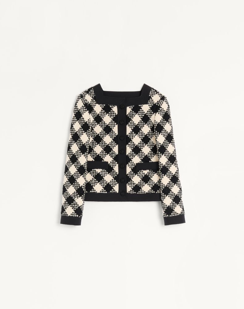 Valentino Women's Butter/Black Damier Tweed Jacket Woman 50