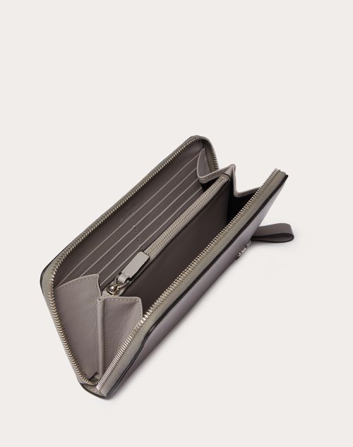 Valentino Garavani - Vlogo Signature Calfskin Wallet - Pearl Gray - Man - Wallets And Small Leather Goods