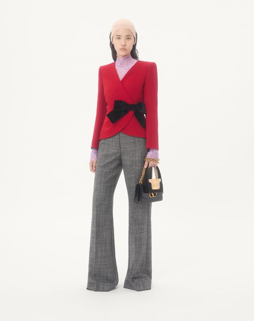 Valentino - Wool Mouliné Trousers - White/ Black - Woman - Trousers And Shorts