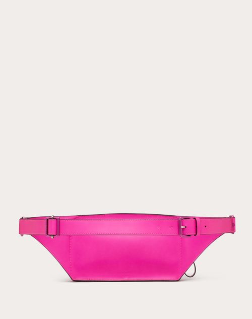 Valentino Garavani - Vltn Leather Belt Bag - Pink Pp - Man - Belt Bags