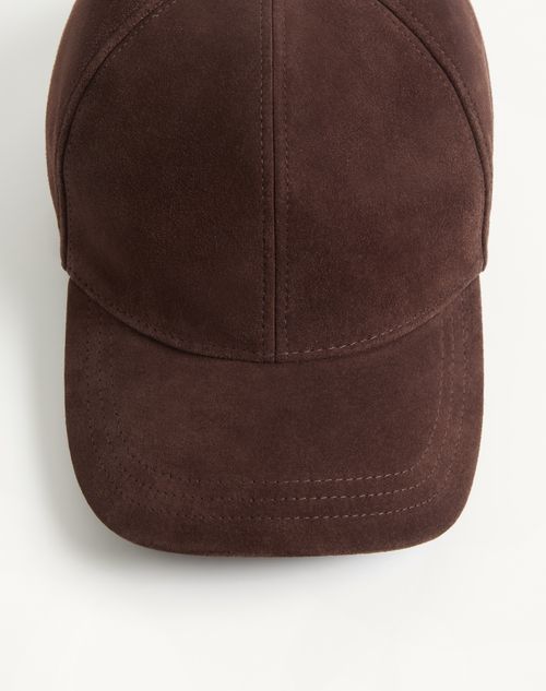 Valentino Garavani - Casquette Valentino Garavani Vlogo Signature En Daim - Testa Di Moro - Homme - Gants Et Chapeaux