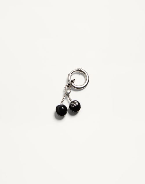 Valentino Garavani - Valentino Garavani Chez Valentino Single Earring In Metal And Enamel - Palladium - Man - Jewelry