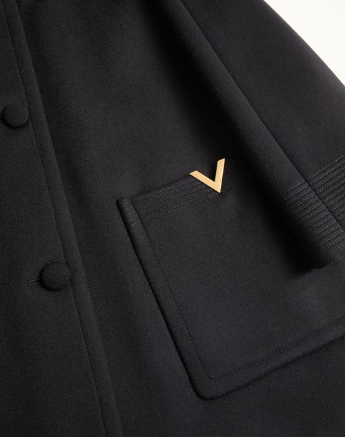 Valentino - Wool Drap Coat - Black - Woman - Coats And Outerwear