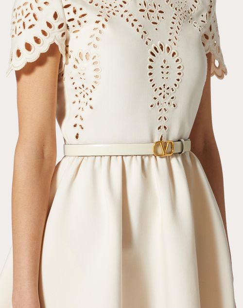 Valentino Garavani - Reversible Vlogo Signature Belt In Glossy Calfskin 20 Mm - Ivory - Woman - Accessories