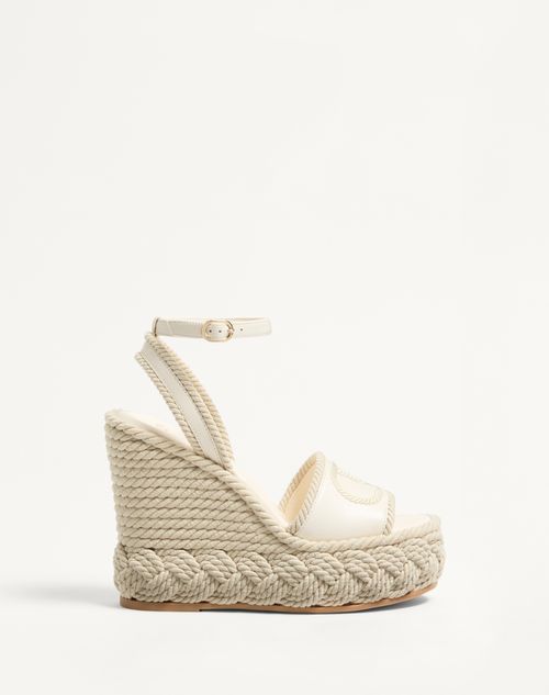 Valentino Garavani Vlogo Torchon Wedge Sandal In Nappa 130mm Woman Ivory 42 In Ivory