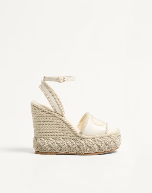 Valentino Garavani Vlogo Torchon Wedge Sandal In Nappa 130mm Woman Ivory 35