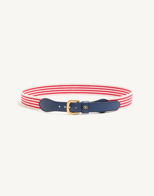 Valentino Garavani - Vlogo Signature Calfskin Belt 35 Mm - White/blue - Man - Belts