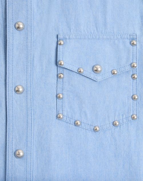 Valentino - Denim Shirt With Cabochons - Denim - Man - Denim