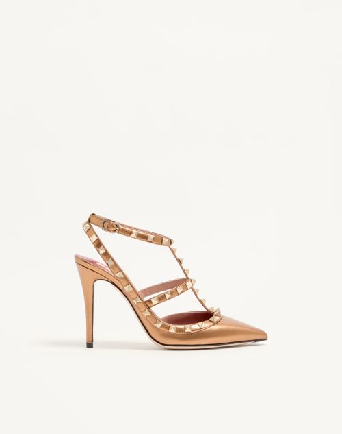Valentino Garavani - Rockstud Pump In Laminated Nappa Leather 100mm - Gold - Woman - Pumps And Slingbacks