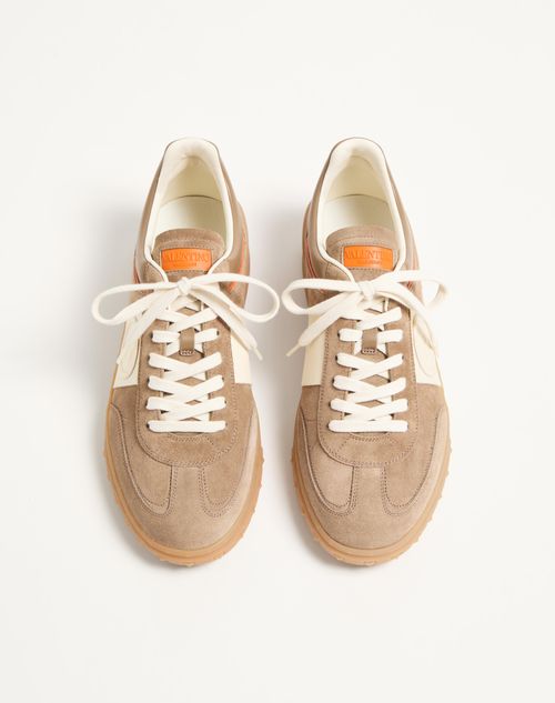 Valentino Garavani - Upvillage Low Top Trainer In Split Leather And Calfskin Nappa Leather - Khaki/ivory - Man - Sneakers