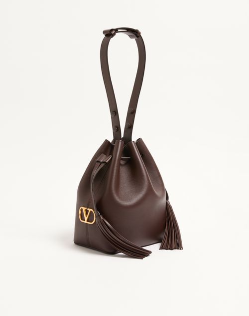 Valentino Garavani - Valentino Garavani So Seau Medium Leather Bucket Bag - Brown - Woman - Shoulder Bags