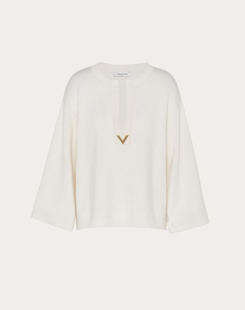 Valentino - V Gold Cashmere Sweater - Ivory - Woman - Knitwear