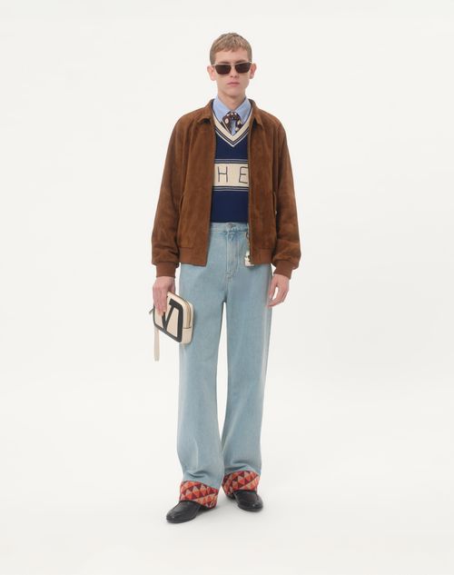 Valentino - Suede Jacket - Brown - Man - Outerwear