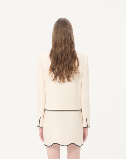 Valentino - Crepe Couture Jacket - Vanilla/black - Woman - Jackets And Blazers