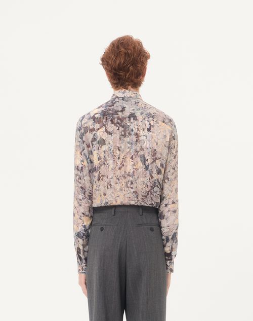 Valentino - Valentino Silk And Lurex Shirt With All-over Urbs Print - Grey/multicolour - Man - Shirts