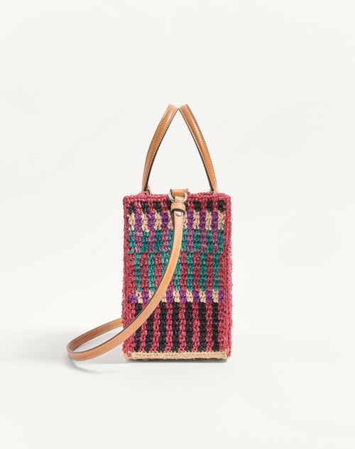 Valentino Garavani - Vロゴ シグネチャー ラフィア トート - マルチカラー/サドルブラウン - メンズ - トート