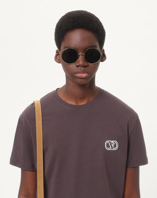 Valentino - Cotton T-shirt With Vlogo Signature Patch - Anthracite - Man - Tshirts And Sweatshirts