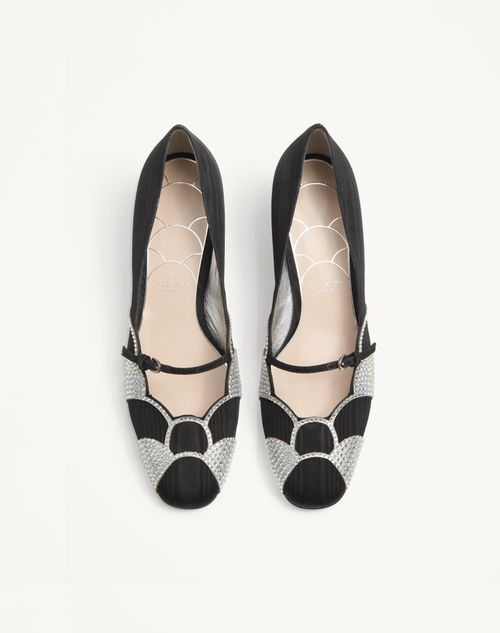 Valentino Garavani - Bowow Pumps In Moirè Fabric With Crystals 45mm - Black/silver - Woman - Pumps