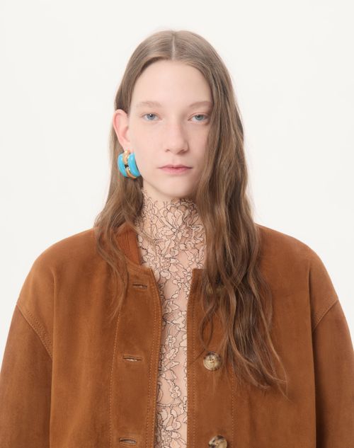 Valentino - Suede Caban - Tobacco - Woman - Coats And Outerwear