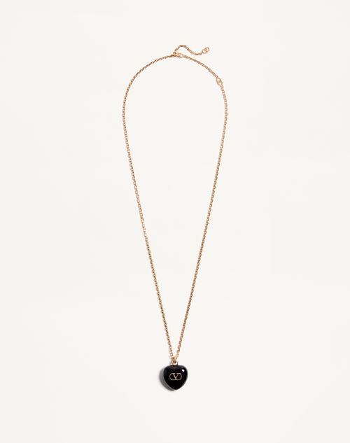 Valentino Garavani Coeur Royal Necklace In Metal And Enamel Woman Gold/black Onesize