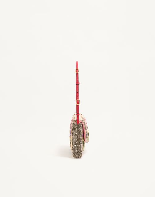 Valentino Garavani - Valentino Garavani Devain Embroidered Small Shoulder Bag - Natural/multicolour - Woman - Shoulder Bags