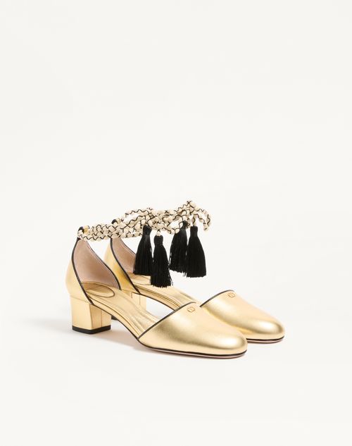 Valentino Garavani - D'orsay Bondie Pump In Laminated Nappa Leather 45mm - Gold - Woman - Pumps