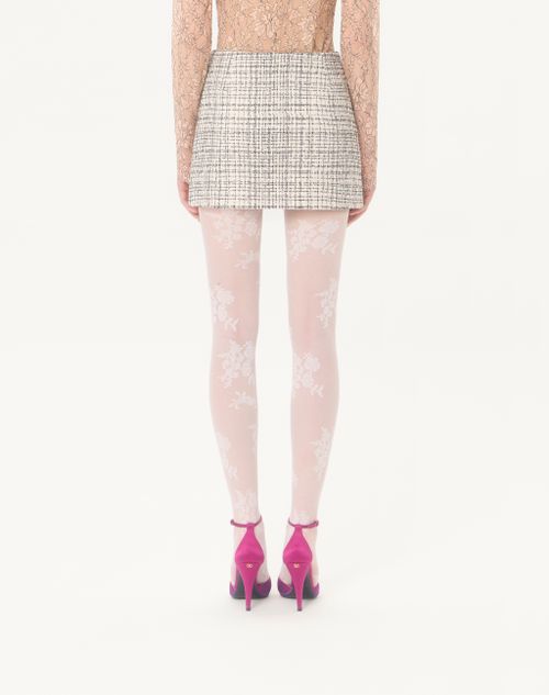 Valentino - Mini Mini In Square Tweed - Vanilla/black - Woman - Skirts