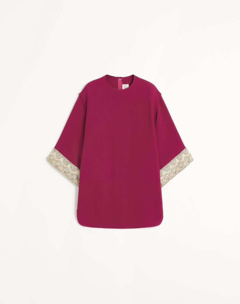 Valentino Women's Magenta Embroidered Cady Couture Top Woman 50