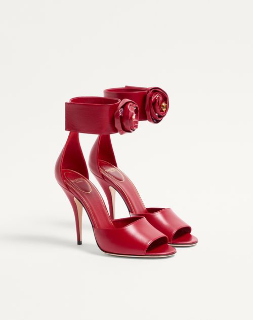 Valentino Garavani - Drip Rose Kidskin Sandal With Crystals 105mm - Red - Woman - Sandals
