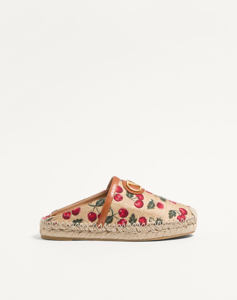 Valentino Garavani Women's Natural/Red Vlogo Signature Mule With Cherryfic Motif 25Mm Woman 41