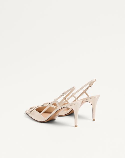 Valentino Garavani - Vlogo Signature Patent Leather Slingback Pump 80mm - Light Ivory - Woman - Pumps And Slingbacks