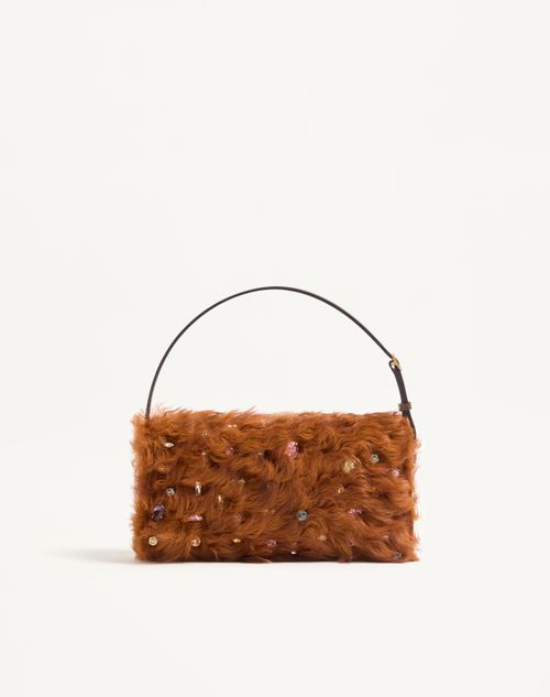 Valentino Garavani - Valentino Garavani Devain Small Shoulder Bag In Lamb Fur With Rhinestones. - Multicolor - Woman - Clutches