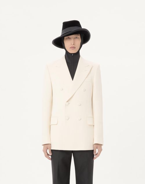 Valentino - Valentino Double-breasted Jacket In Wool Grisaille - Latte - Man - Coats And Blazers
