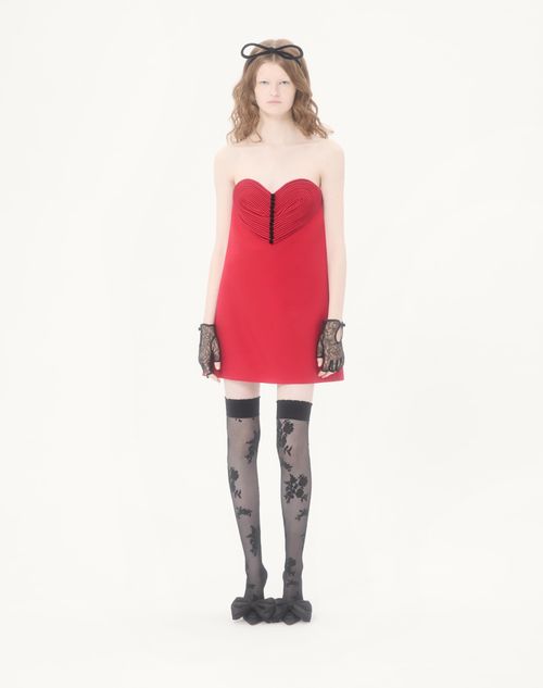 Valentino - Vestido Corto De Crepe Couture Con Corazón Bordado De Crepé Satén - París - Mujer - Vestidos