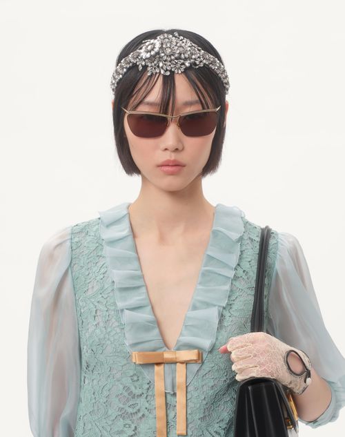 Valentino - Short Dress In Heavy Lace - Azure - Woman - Dresses
