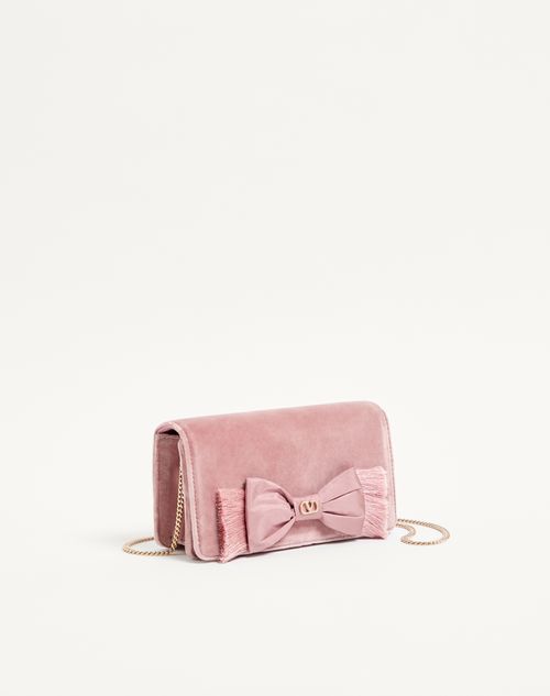 Valentino Garavani - Vlogo Signature Mini Velvet Shoulder Bag - Pink - Woman - Clutches