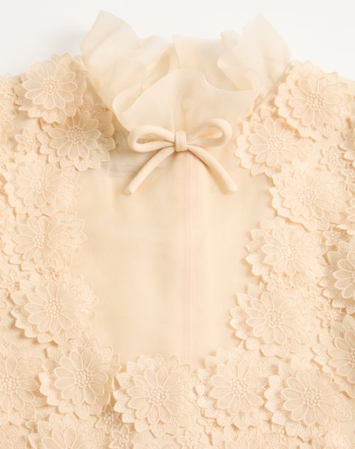 Valentino - Abito Corto In Crepe Couture Ricamato - Betulla - Donna - Abiti