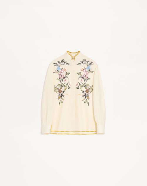 Valentino Embroidered Linen Shirt Woman Ivory 40