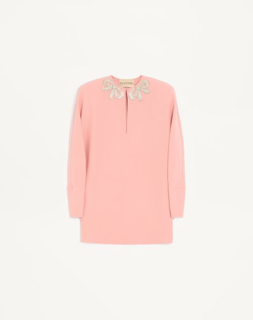 Valentino - Vestido Corto Bordado De Cady Couture - Rosa/plateado - Mujer - Vestidos