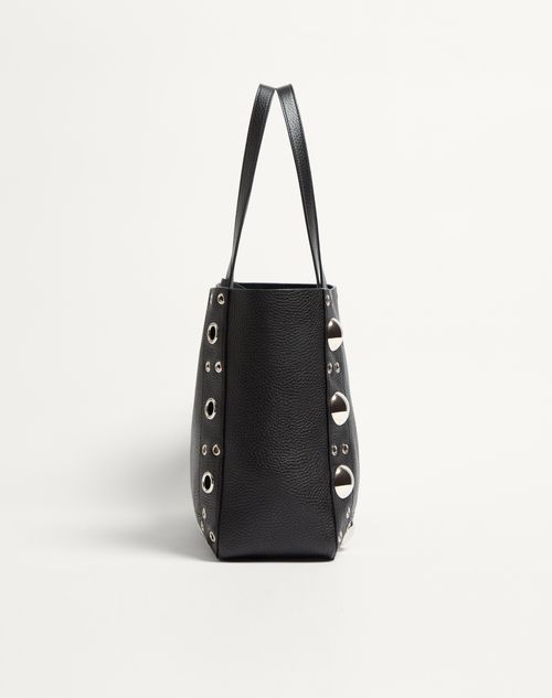 Valentino Garavani - Valentino Garavani Nellcôte Medium Shopping Bag In Grainy Calfskin - Black - Woman - Totes