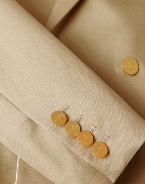 Valentino - Double-breasted Cotton Jacket - Sand - Man - Coats And Blazers