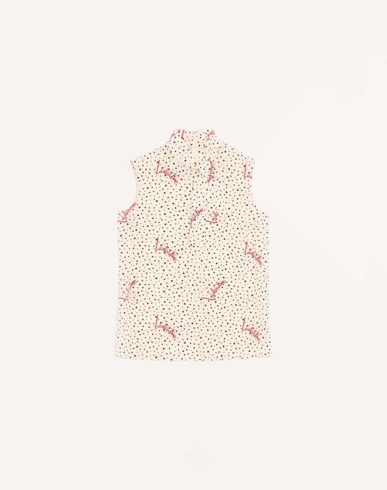 Valentino Women's Vanilla/Multicolour Plus De Pois Crepe De Chine Bubble Top Woman 48