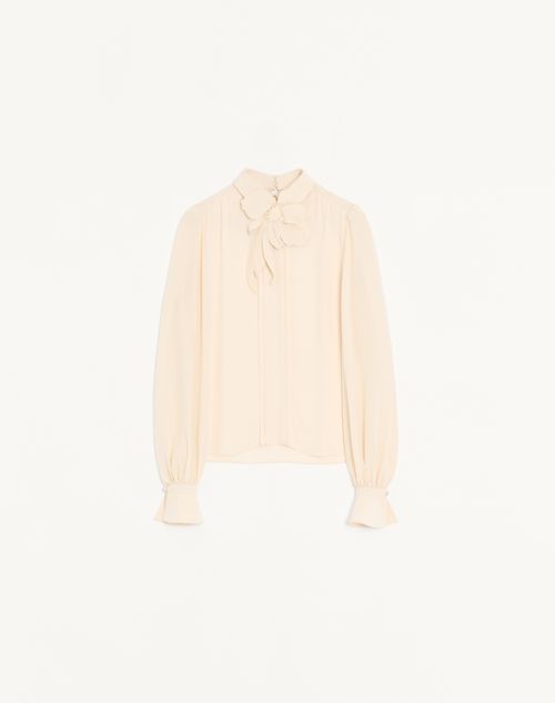 Valentino - Embroidered Crepe De Chine Top - Vanilla - Woman - Shirts & Tops