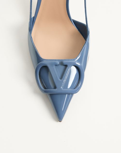 Valentino Garavani - Zapatos De Salón Destalonados Vlogo Signature De Charol Con Tacón De 80&nbsp;mm - Celeste - Mujer - Salones Y Slingbacks