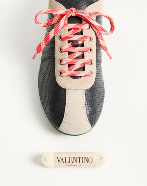Valentino Garavani - Strikie Sneaker In Perforated Nappa And Suede - Black - Man - Sneakers
