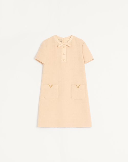 Valentino Short Dress In Curly Wool Woman Birch 46